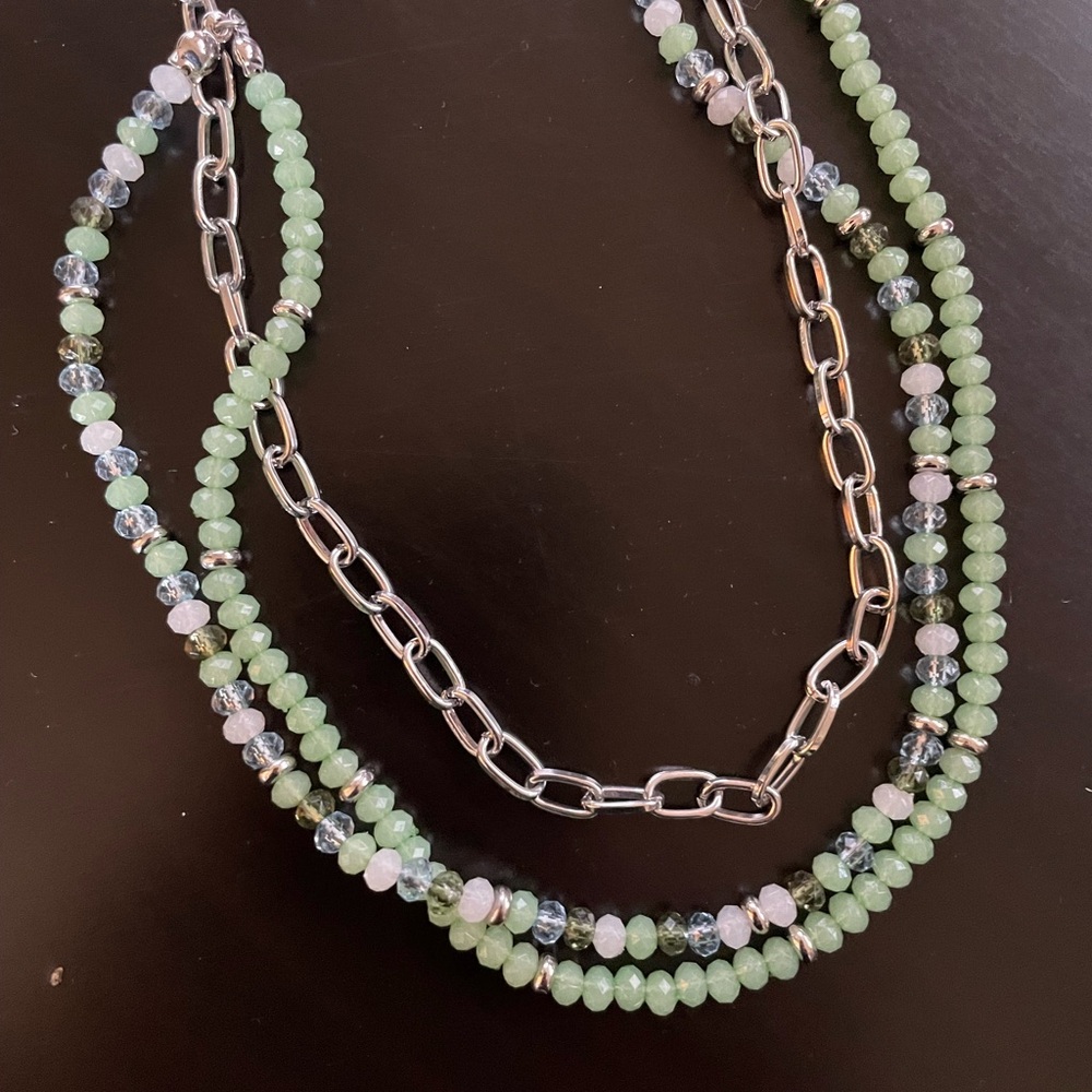 Lucky Brand Mint and Silver Beaded Necklace - Picture 2 of 3